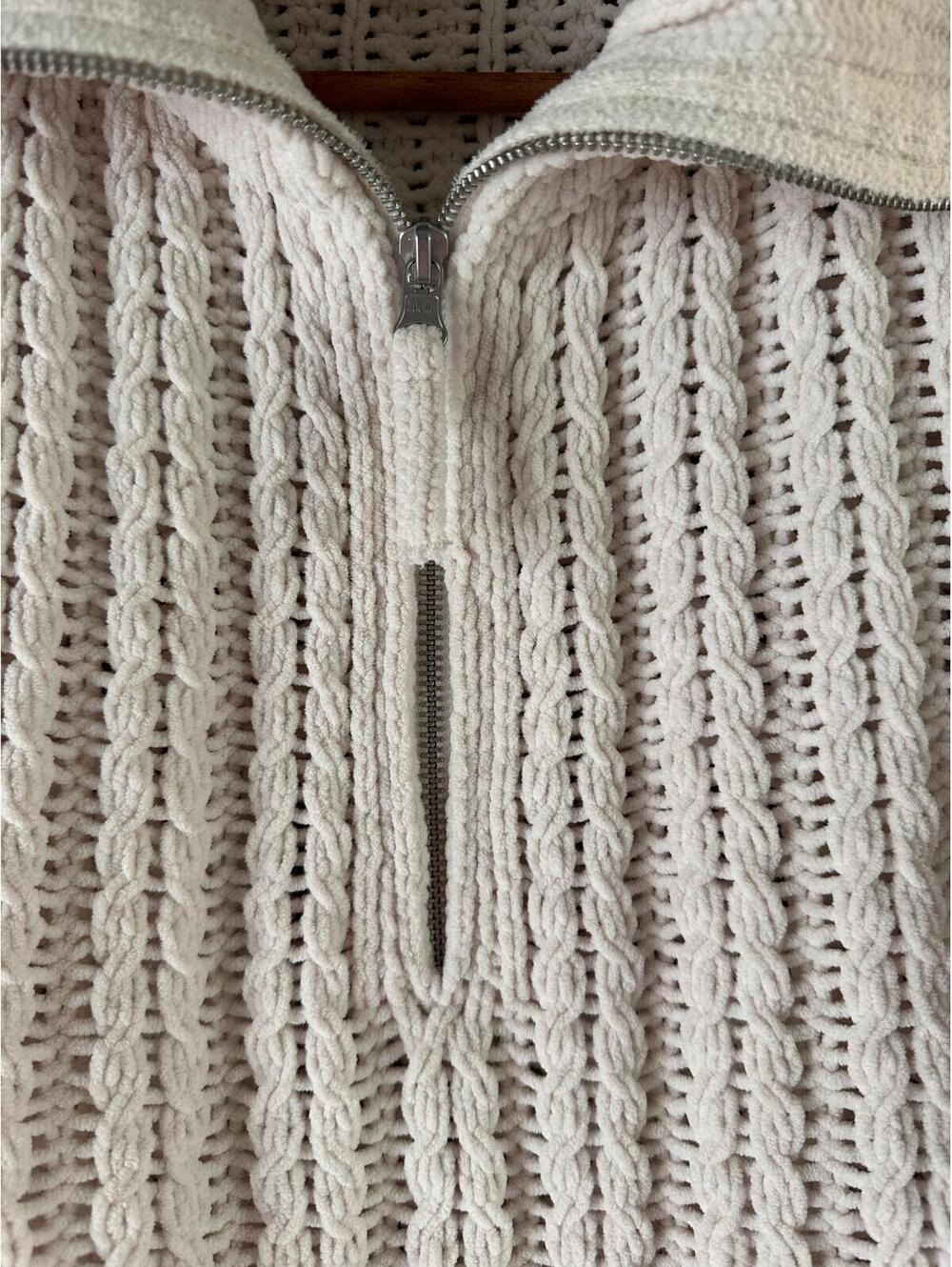 Aerie Cable Car Quarter Zip Chunky Sweater In Toasted Coconut Cream Women’s XS - Picture 11 of 15